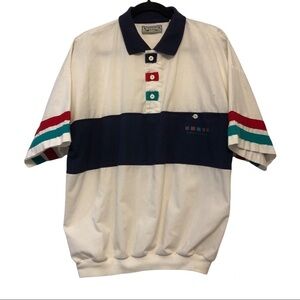 Vintage Xceptions Marine Classics White & Blue Banded Polo Shirt